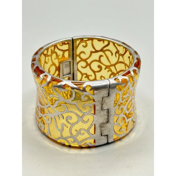 Angelique De Paris Designer Wide Bracelet Hinged Bangle Sterling Silver 925 - Picture 6 of 11